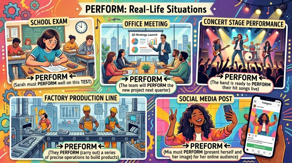 Everyday Real Life Examples of Perform or Preform