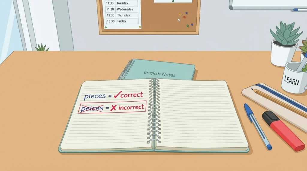 Quick Answer of Peices or Pieces